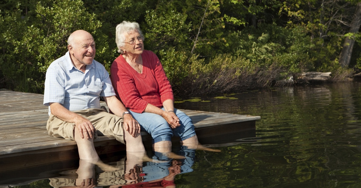 Senior living | Senior couple enjoying a day out by the lake